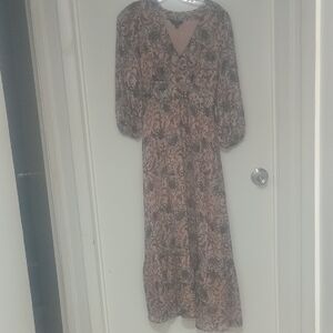 Long Sleeve V Neck Maxi